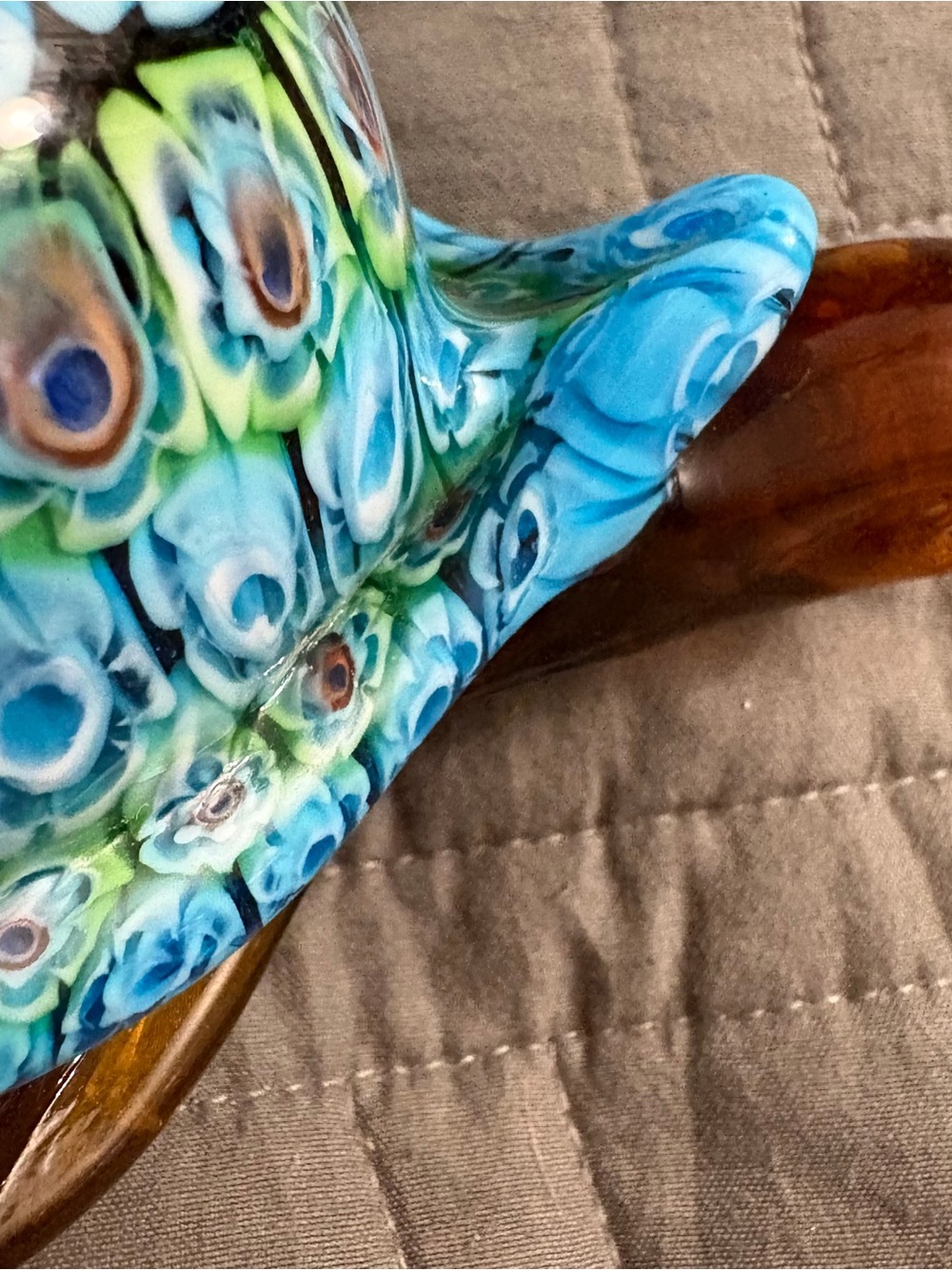 Millefiori Sea Turtle Art Glass Paperweight Figurine - Picture 13 of 13